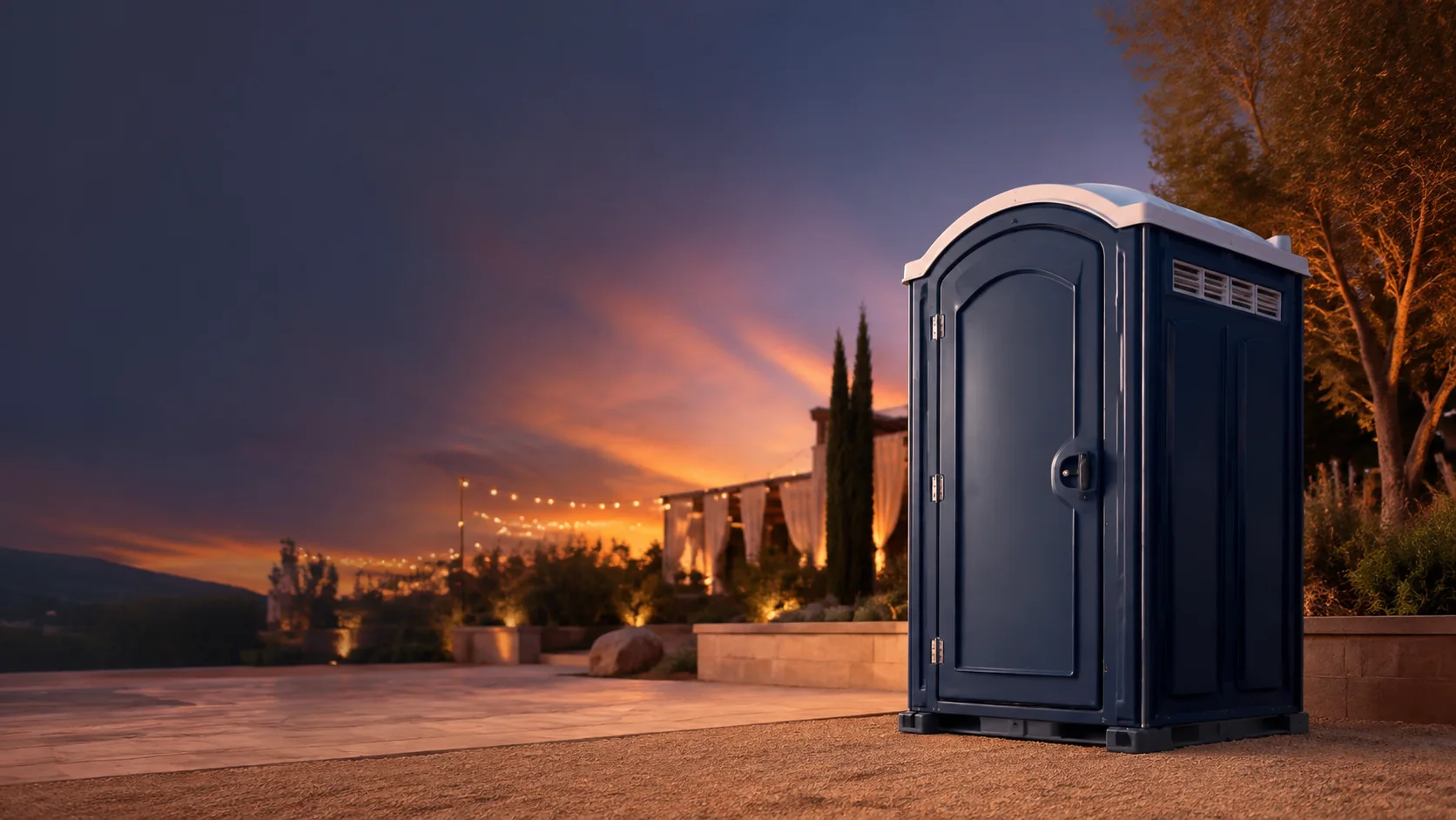 Portable restroom shown for rental planning in Commerce City, CO